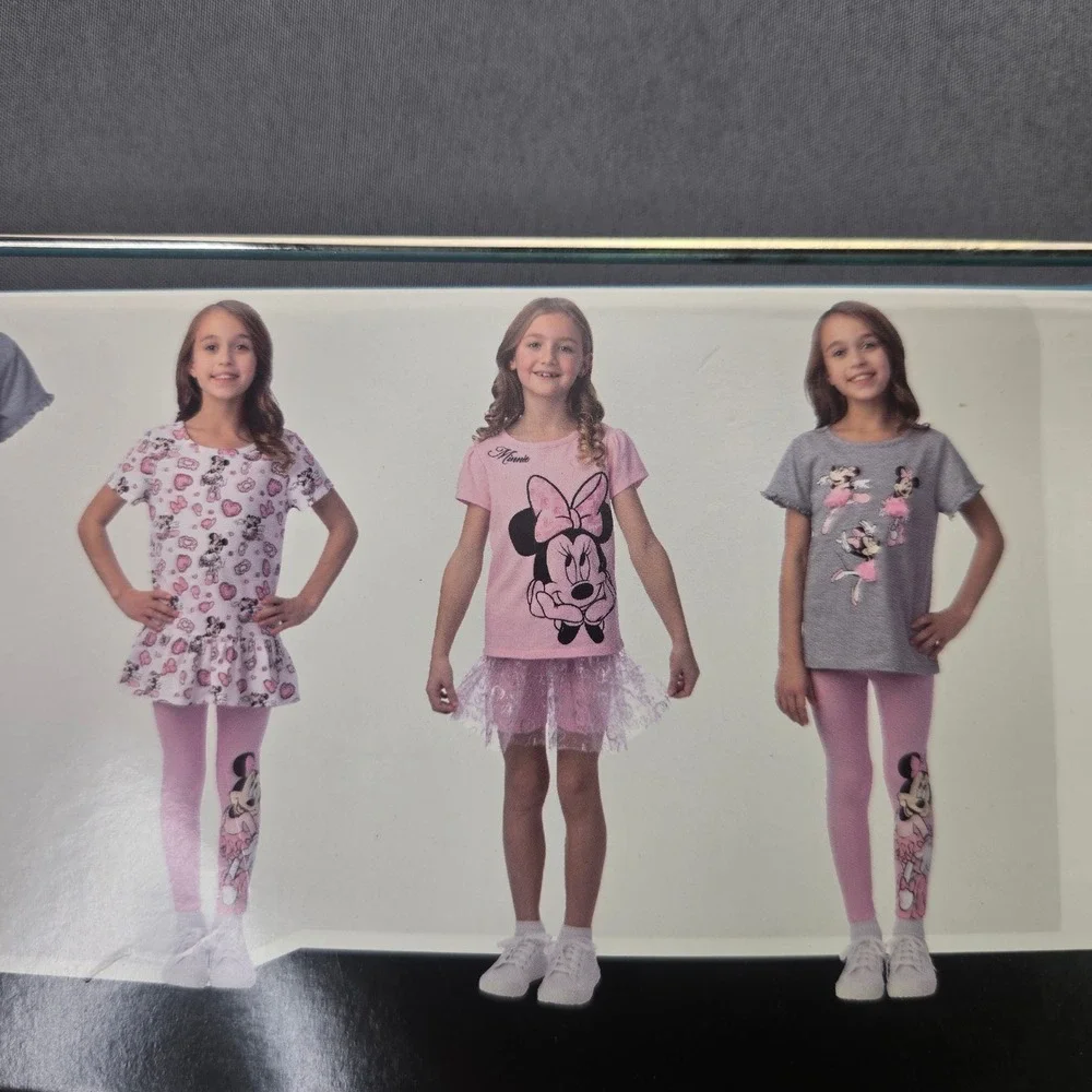 Disney Minnie Mouse 5-Pc Set Top Leggings Tutu Skirt 4T Pink Grey Ballerina NEW